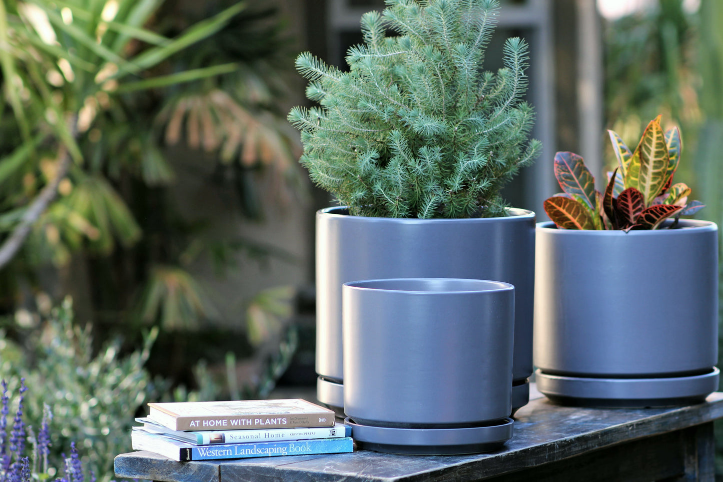 Mid Modern Planter With Detached Saucer